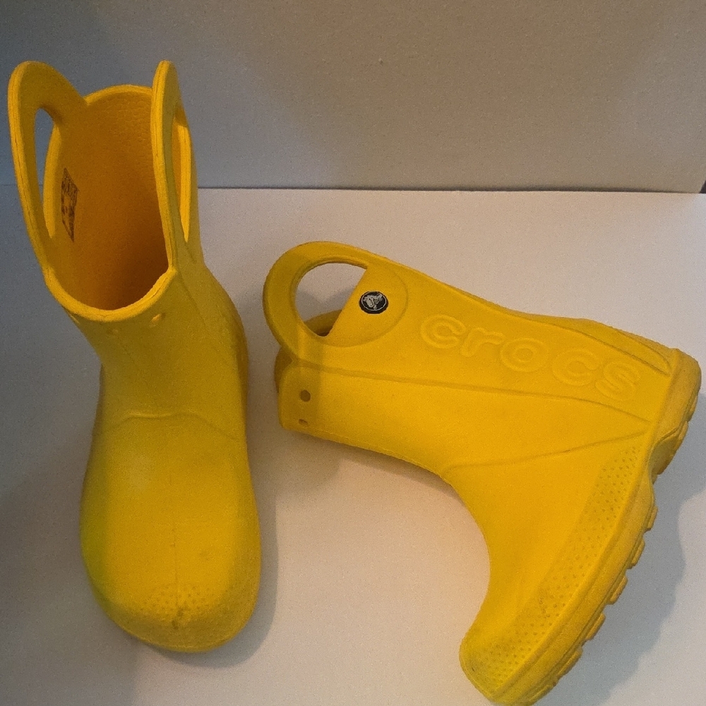 CROCS Yellow Rain & Snow Boots Ankle-Height Waterproof